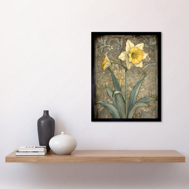 Aada Daffodil Flower Pastel Art Nouveau - Single Picture Frame Print