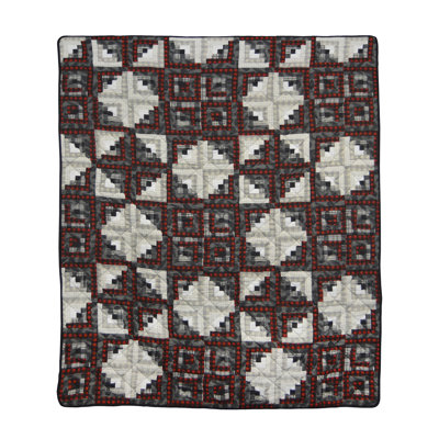 Donna Sharp Log Cabin Star Whole Cloth Cotton Quilted Throw