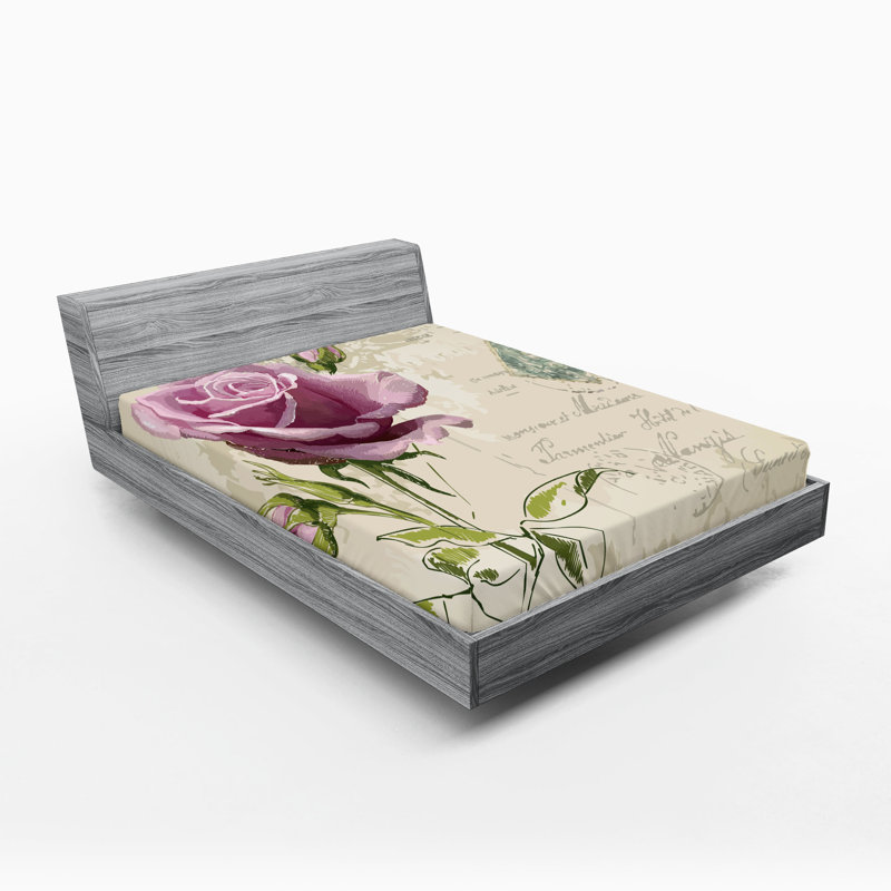 Ensemble de 2 draps-housse Ambesonne Rose, California King Fitted Sheet