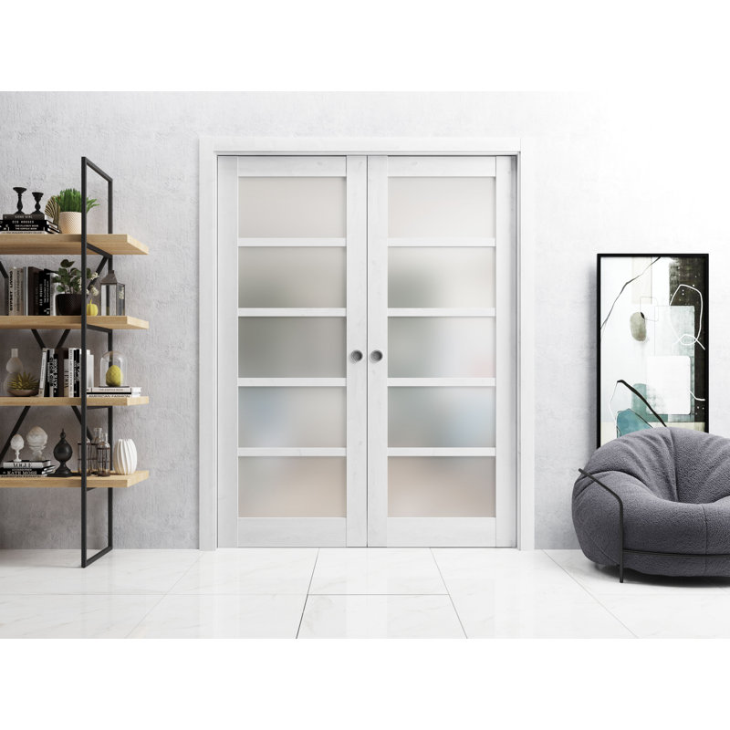 Portes à panneaux coulissantes à panneaux Quadro, 84 po x 80 po, Blanc nordique