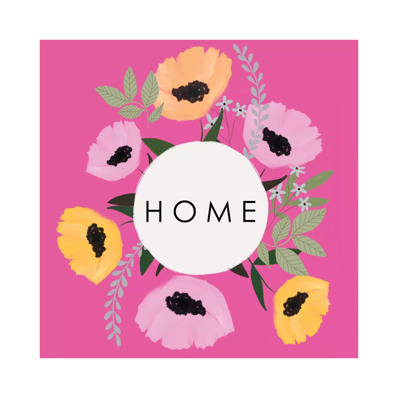 Home Florals Hot Pink by Leah Straatsma - Painting on Canvas, Wrapped Canvas, 93.98cm H x 93.98cm W x 3.81cm D