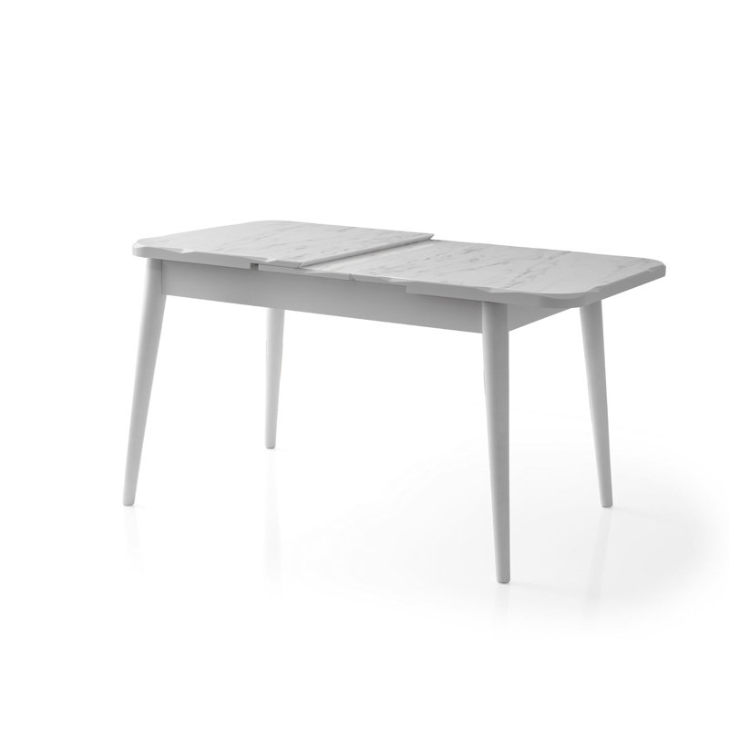 Table de salle à manger extensible Elegant, finition marbre blanc, 51,2 po x 31,5 po x 29,5 po | 100% panneau de fibres enduit de mélamine, épaisseur: 0,7 pouce | Pieds en plastique, supportant jusqu'à 220 lb | Design moderne pour manger et recevoir