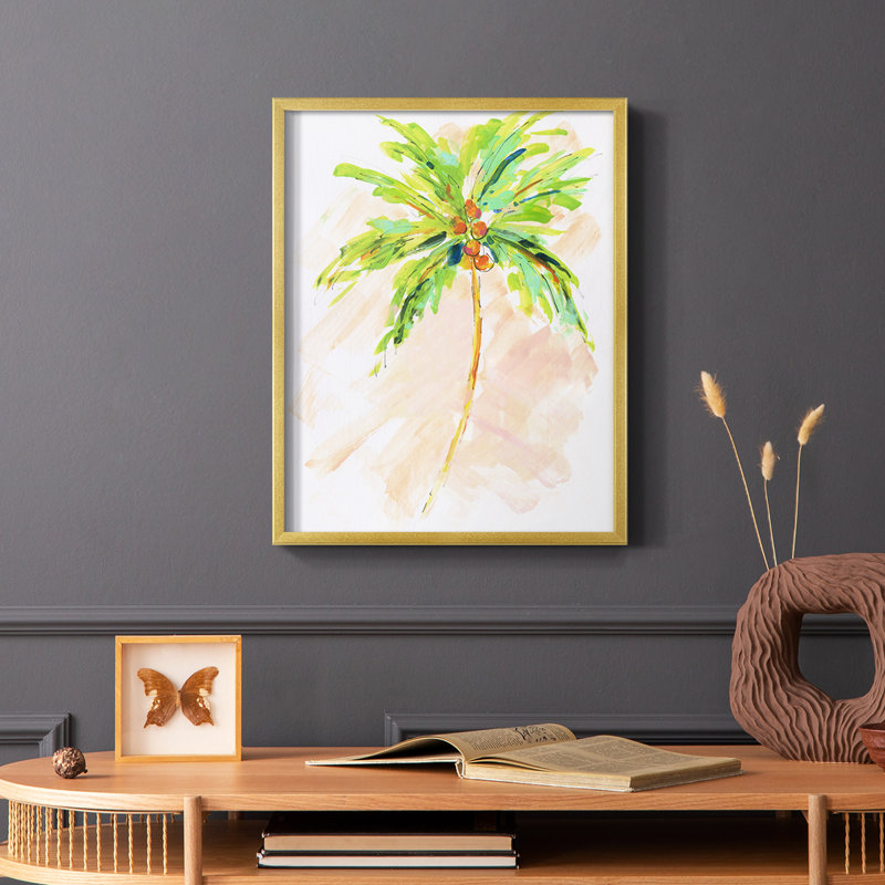«Coconut Palm II», reproduction encadrée - bois massif, Or, H 14 po x l 11 po