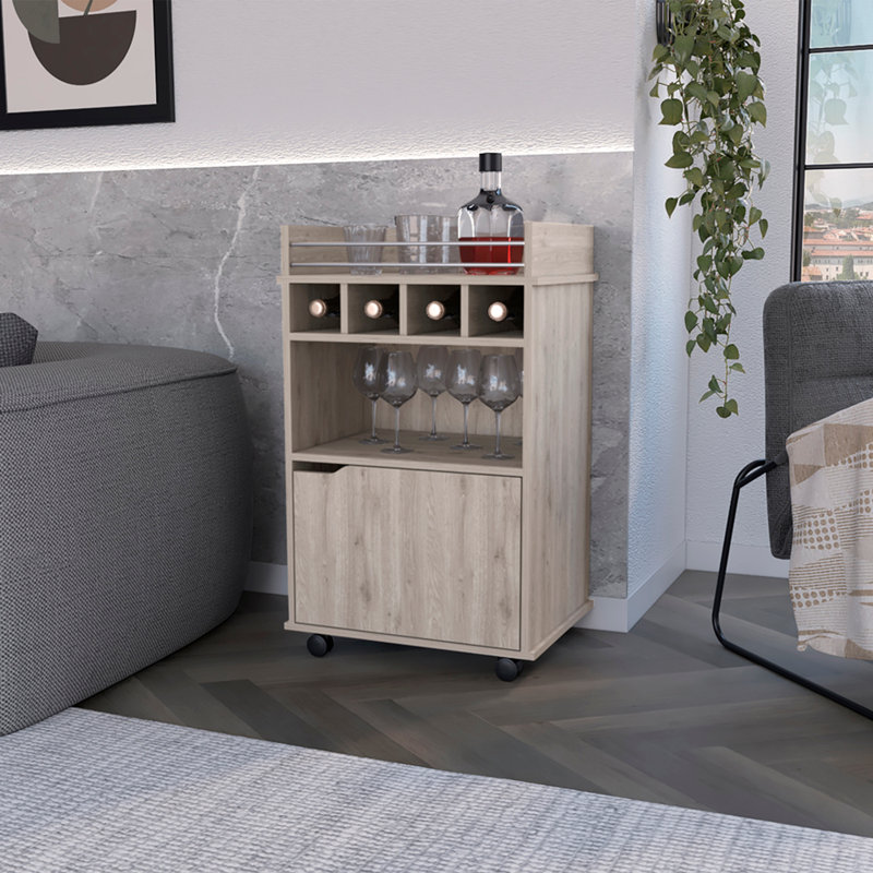 Chariot-bar, salon, pin clair, Beige