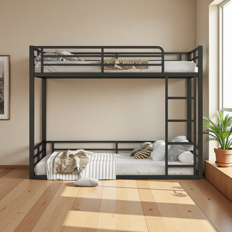 Metal Bunk Bed, Floor Bunk Bed, Full Over Full
