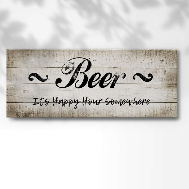 «Beer Happy Hour», toile tendue avec châssis, H 8 po x l 20 po x P 1,5 po