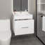 Meuble-lavabo à une porte Hatta, deux tiroirs et tablette ouverte, quincaillerie incluse, blanc-2105687775