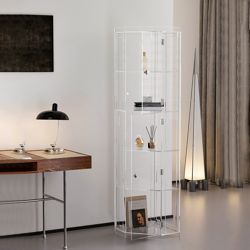 Transparent corner display bookcase