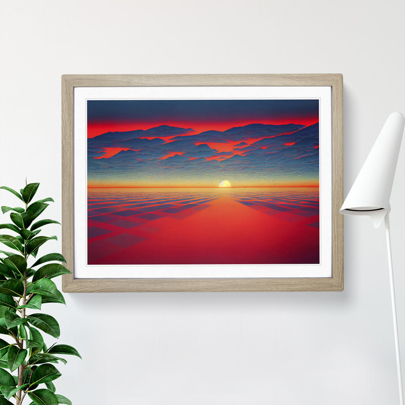 Showstopping Sunset - Single Picture Frame Print, 46cm H x 64cm W x 2cm D, Oak