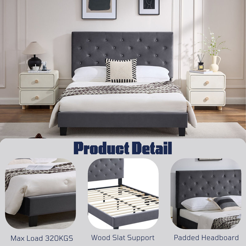 Solid Wood Bed, Grey, 162 x 210 cm