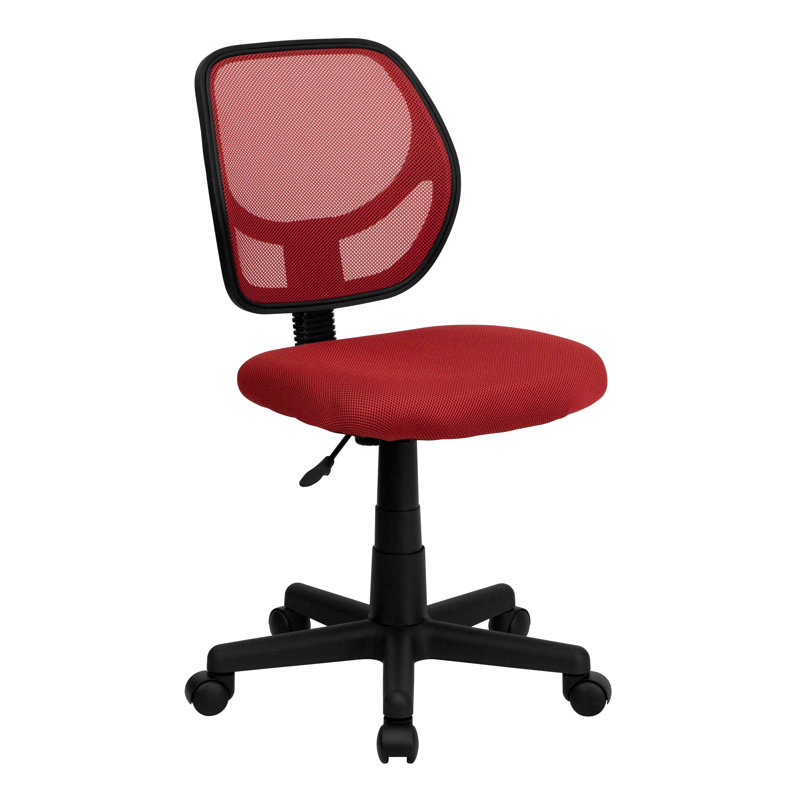 Low Back Mesh Swivel Task Office Chair with Curved Square Back, Red, Not Included