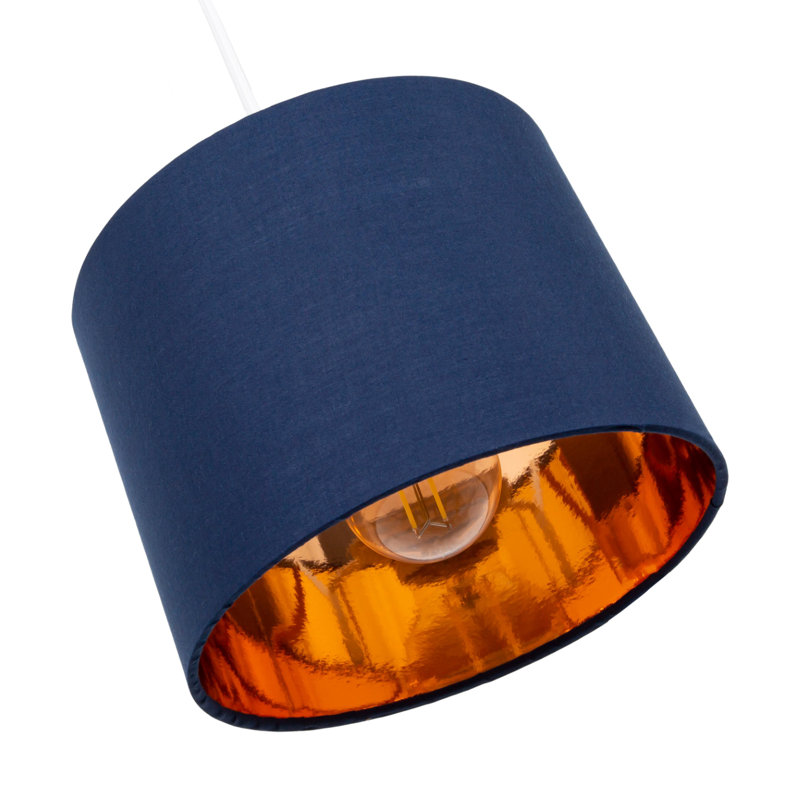 Contemporary Cotton Lamp/Light Shade with Shiny Paper Inner, Midnight blue, 15cm H x 20cm W x 20cm D