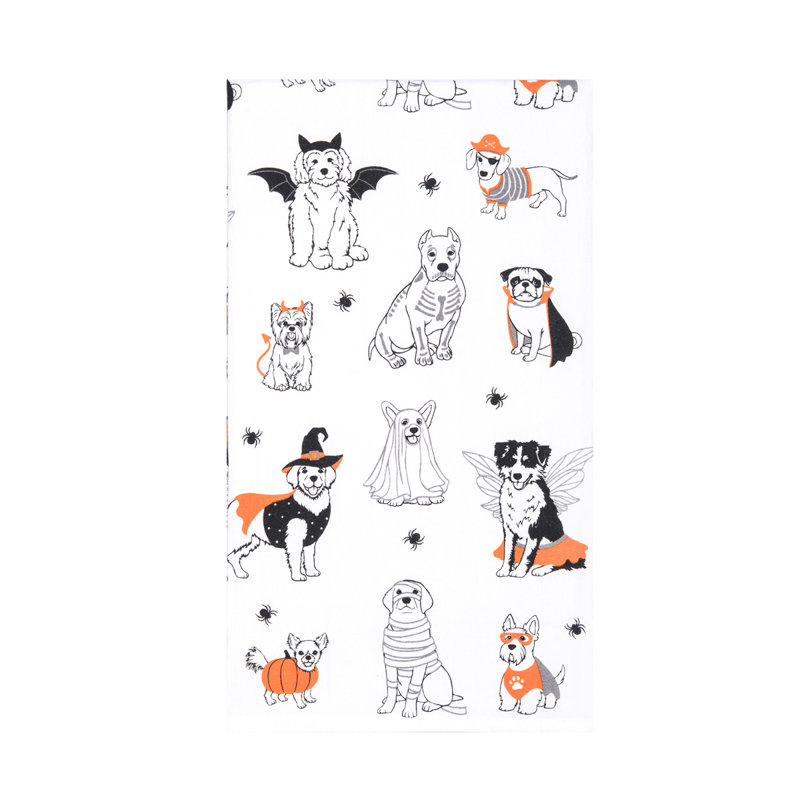 Torchon 100% coton Dogs Halloween