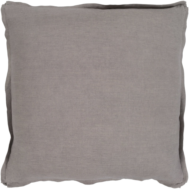 Coussin uni 100% lin, H 18 po x l 18 po x P 3,5 po, Rembourrage du duvet, Taupe