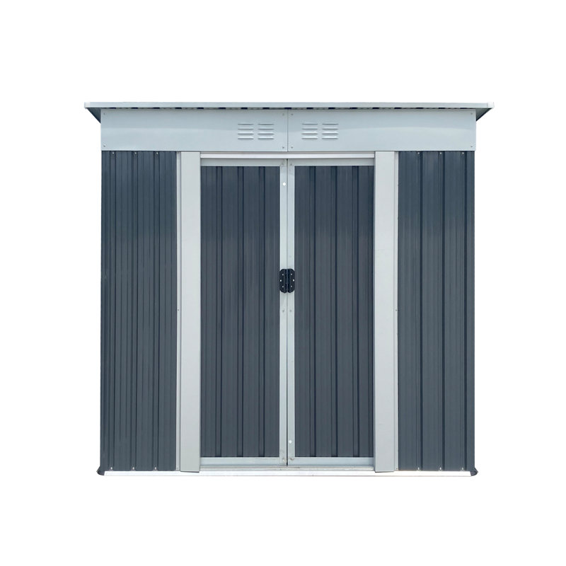 Outdoor Storage Sheds 6Ftx4ft Pent Roof, Gray, 72.5" H x 74.7" W x 45.7" D