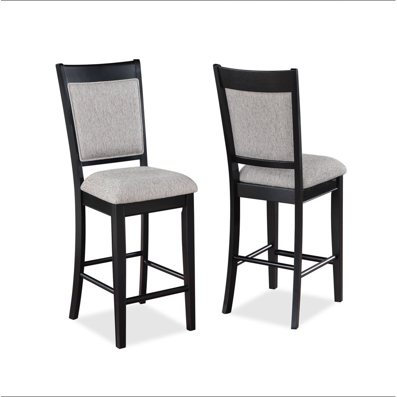 Tabouret de bar 2 pièces noir, Noir / gris clair