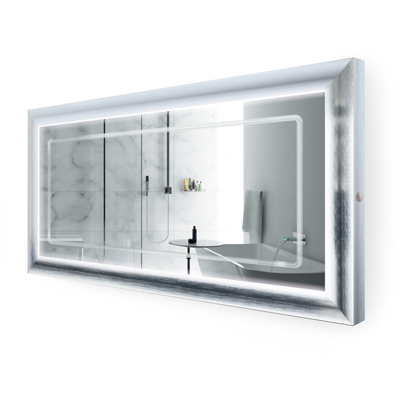 Cossette Metal Wall Mirror, 30" H x 60" W, Silver