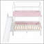 Lit superposé en bois en forme de maison avec glissière et escalier de rangement, cadre de lit simple / simple pour enfant, blanc + rose-129230803