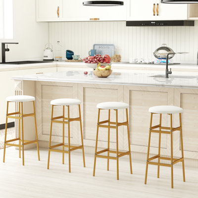 Ensemble de 4 tabourets de bar avec structure en métal robuste et repose-pieds pour îlot de cuisine
