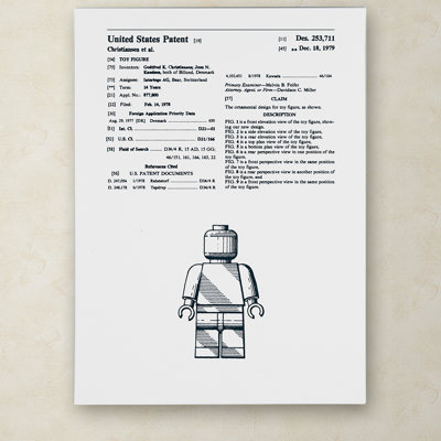 Eyron 'Lego Man Patent 1979' Graphic Art Print on Wrapped Canvas in White