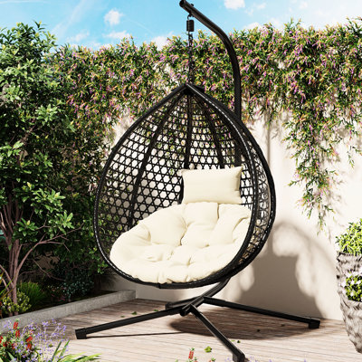 Chaise suspendue pour n'importe où - PE, support en fer robuste, réglable, confortable et peu encombrant, assemblage sans effort, matériau idéal pour votre maison, fabrication, soutien de la tête, efficace, rapide