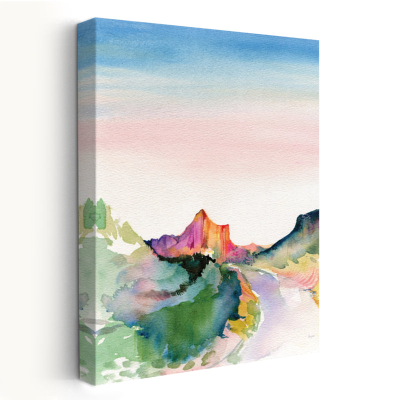Sedona coucher de soleil contemporain bleu vert montagne, H 24 po x l 16 po