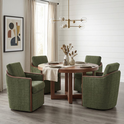 Modern Swivel Dining Chair With Caster(Set of 4)