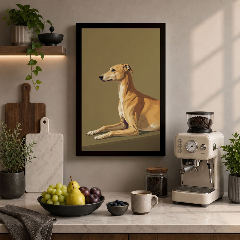 Resting Greyhound Modern - Wrapped Canvas, White Border, 30x20 - 76.2 x 50.8 cm