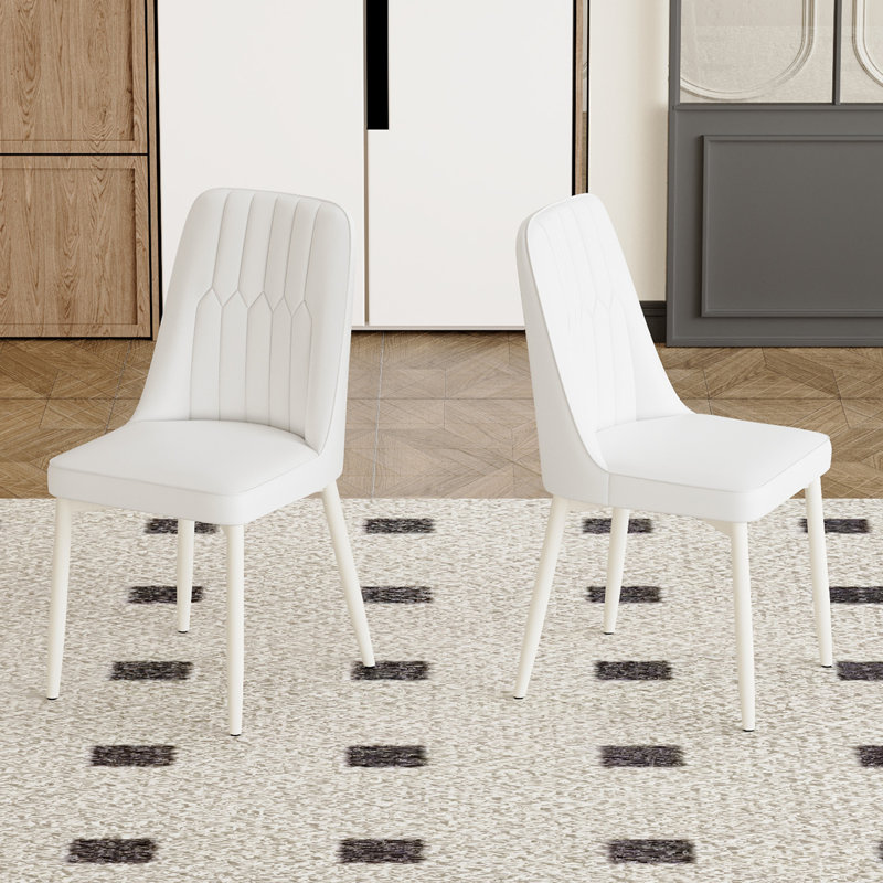 Modern Dining Chairs Set For 2/4/6,Faux Leather Upholstered Kitchen & Dining Chairs, White, White, 2