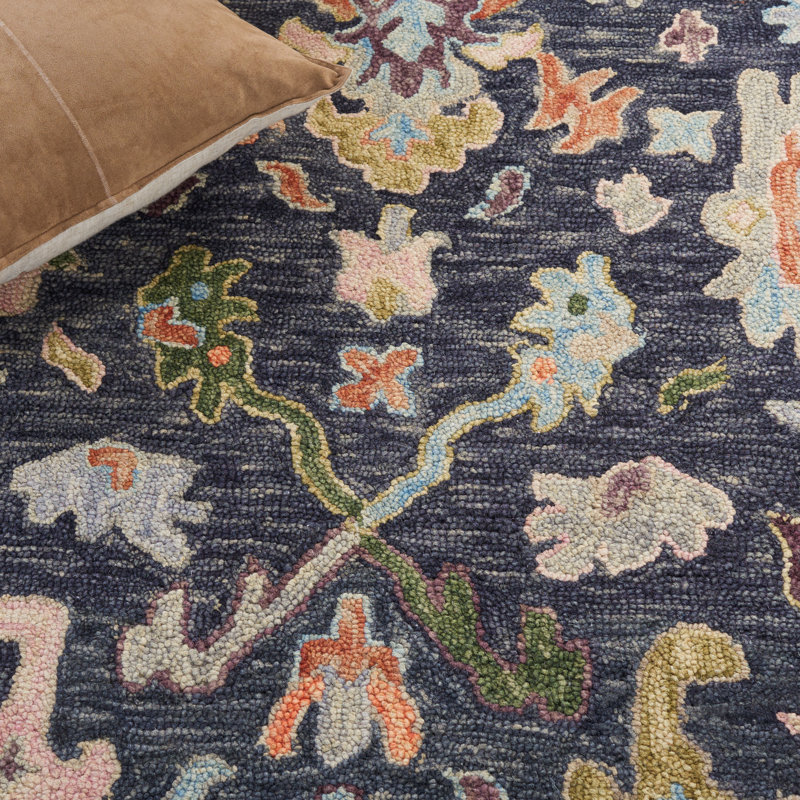 Tapis oriental gris / sauge en laine / coton touffeté à la main Karlise, Rectangle 8 pi x 10 pi