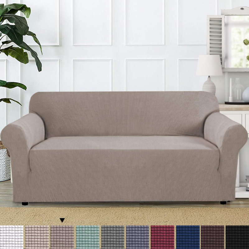 Box Cushion Sofa Slipcover, Taupe