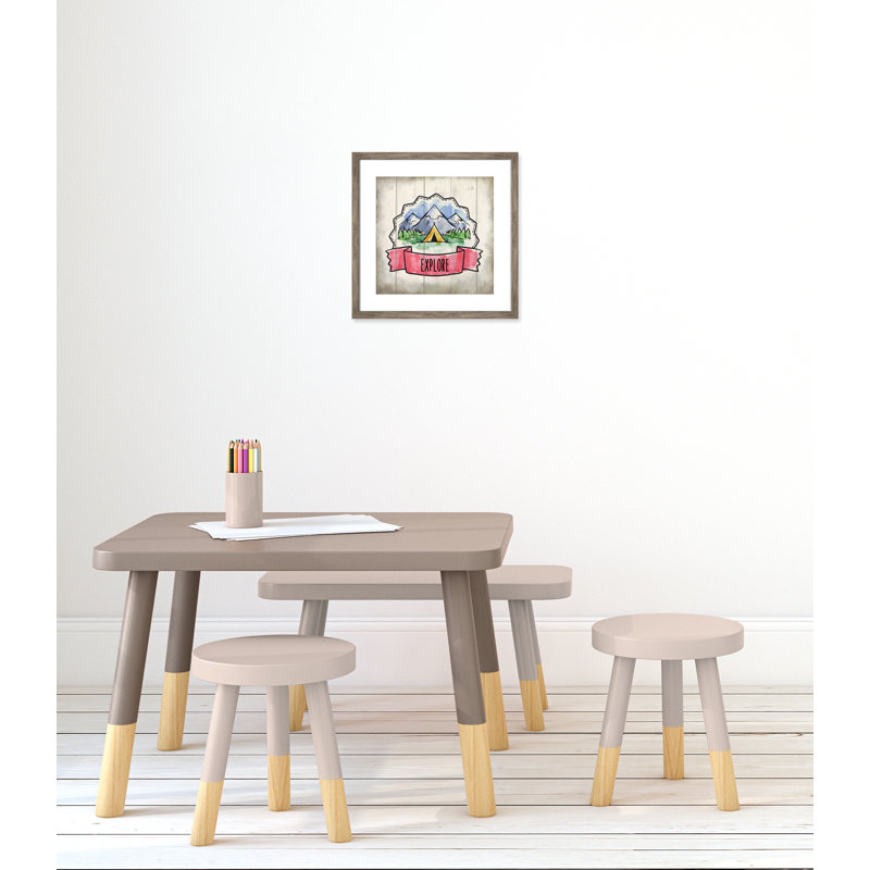 «Adventure is out There 2», art encadré, 16" H x 16" W x 1.18" D, Encadré plat de bois de grange gris