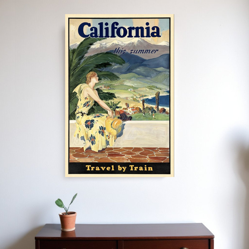 Art mural rétro 1934, voyage sans cadre de la Californie