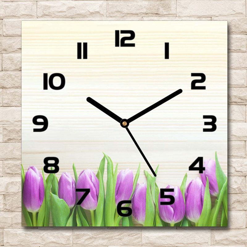 Glass Wall Clock, Black/Beige/Green/Purple