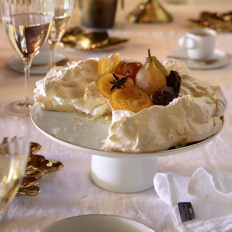 Resonance Porcelain China Cake Stand, White/Gold