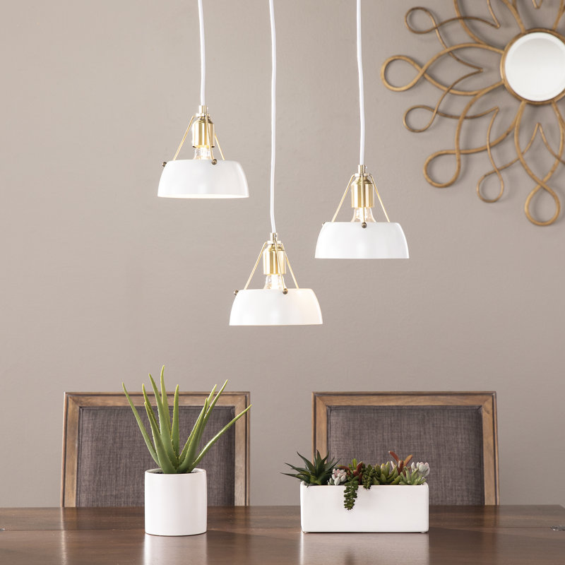 Luminaire suspendu tambour 3 lumières grappe, Blanc