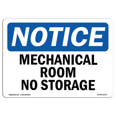 Panneaux d'affichage OSHA - Pièce mécanique sans espace de rangement Panneaux extrêmement durables fabriqués aux États-Unis