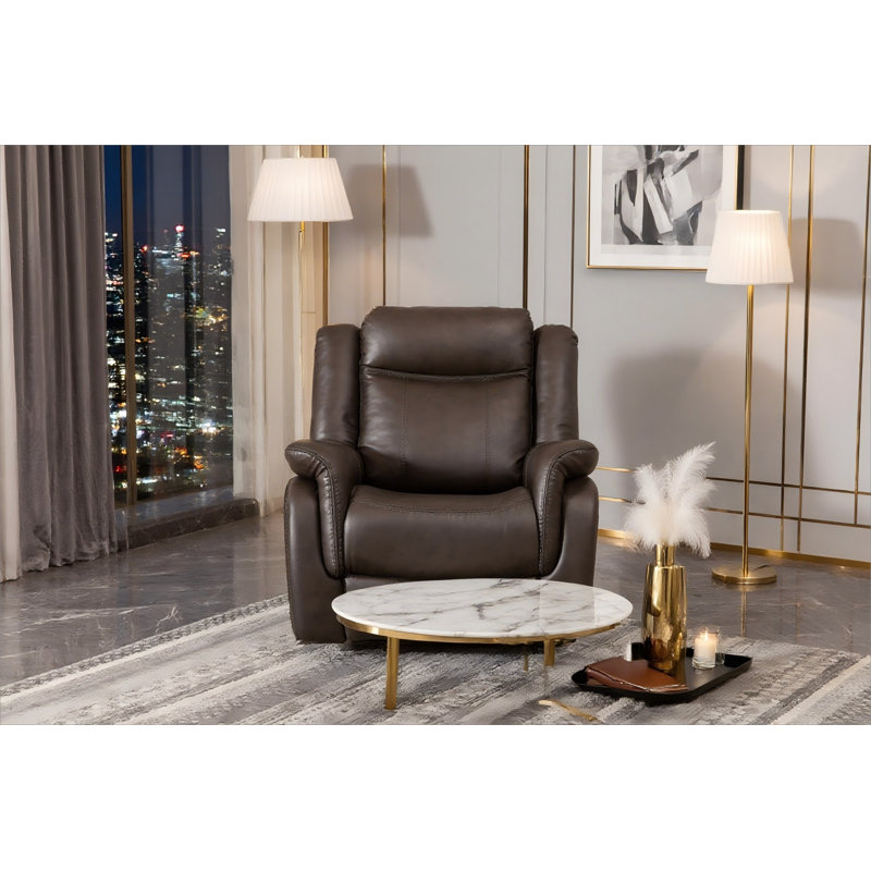 Fauteuil inclinable manuel en similicuir gris, Gris
