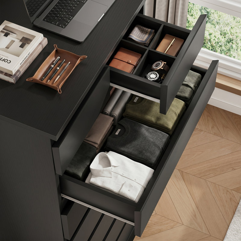 Commode 8 tiroirs Modern Modern, Noir, 8