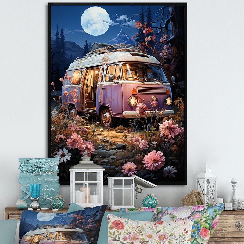 Camping Alpine Expedition - Art mural de voyage en camping, Cadre flottant noir, H 40 po x l 30 po x P 1,5 po