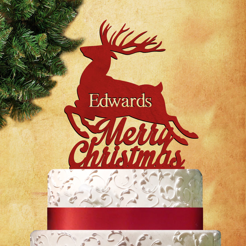 Wood Christmas Cake Topper