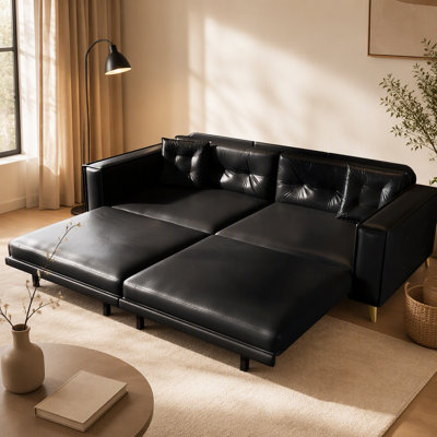Modern Tufted Convertible Sleeper Sofa with Extra-Wide Armrests