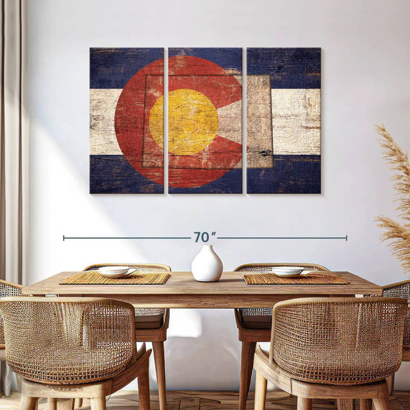 Borges State Map Over Colorado Flag, 36" H x 57" W