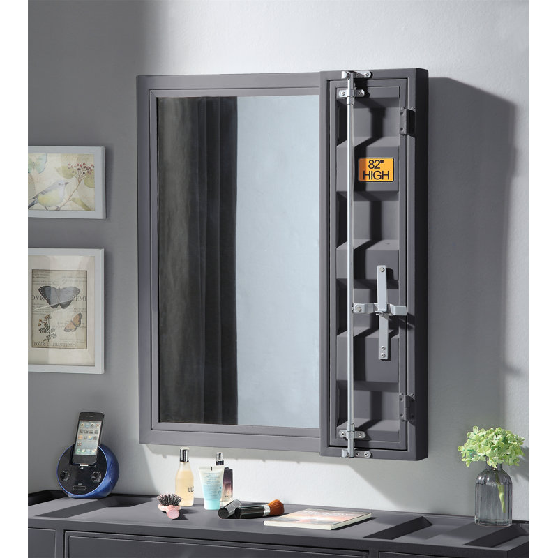 Cargo Gunmetal Finish Vanity Mirror, Gunmetal