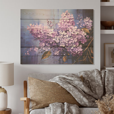 Lilac Reverie - Lilacs Wood Wall Art On Natural Pine Wood