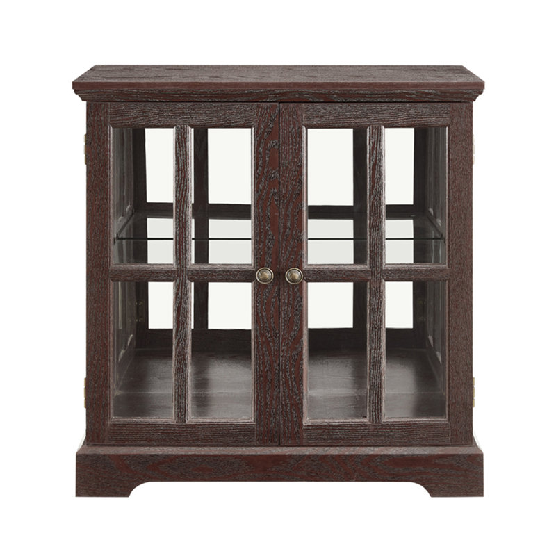 LED Curio Display Cabinet,Antique Display Cabinet With Adjustable Shelves,Retro Design Quality Showcase With Lattice Doors Elegant Bookcase And Storage Cabinet For Home Decor And Organization CHE