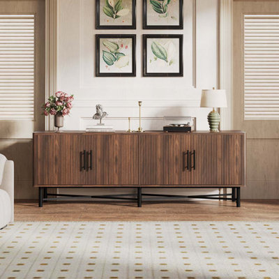 Armoire de rangement décorative 4 portes avec tablettes réglables