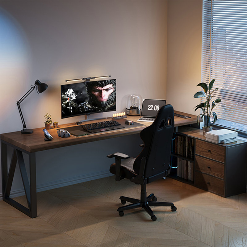 Bureau de direction en L en noyer massif avec tiroirs, Oui, 29,53 po H x 78,74 po L x 59,06 po P