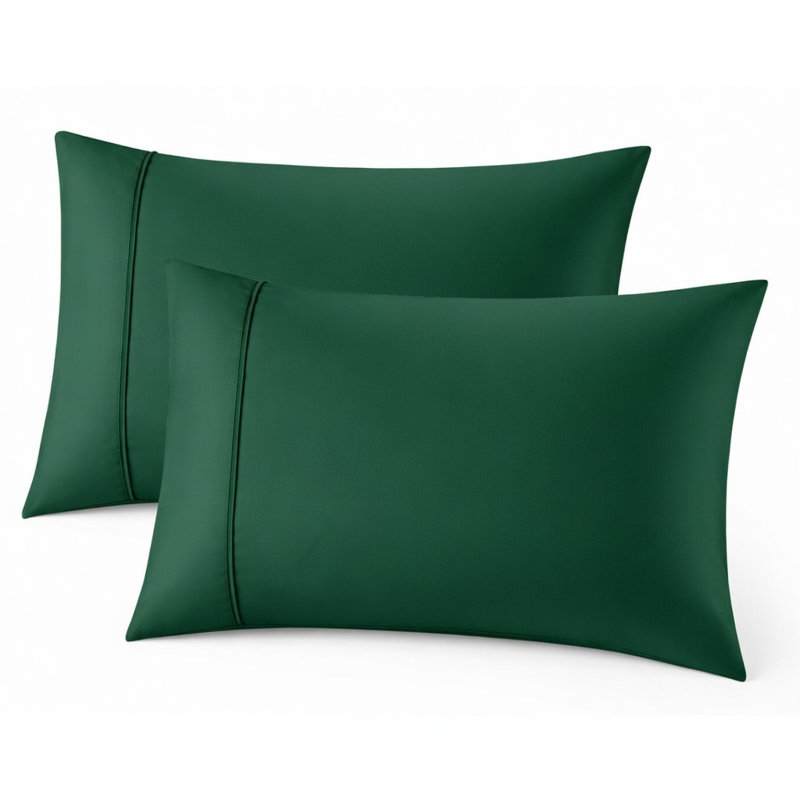 Cooling Bamboo Pillowcases, Set of 2 – Ultra Soft & Breathable, King, Emerald