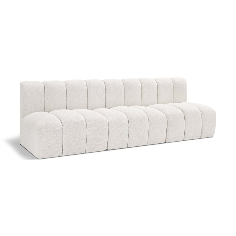 Hrach Upholstered Sectional Reversible, Cream Boucle Fabric